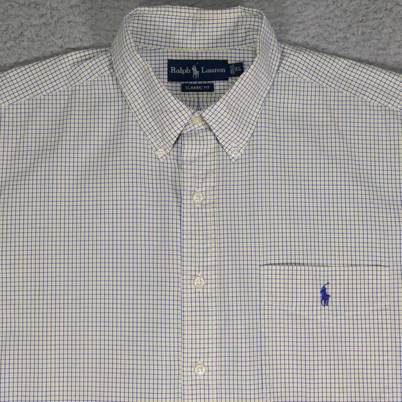 Polo Ralph Lauren Shirt Men's 2XL Classic Fit Yellow Button Pocket Short Sleeve - Picture 1 of 12